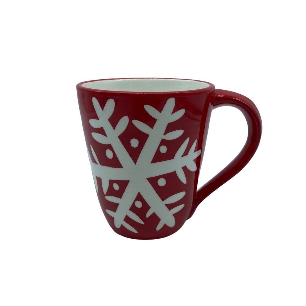 Hallmark Snowflake Red White Winter Ceramic Christmas Coffee Mug Cup 3.5”
